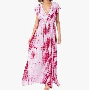 Tiare Hawaii Dahlia Maxi Dress - Pink Maroon Leo, S/M